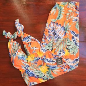 Lulu's Tropical Print Halter Top Wide Leg Jumpsuit Size Small NWT